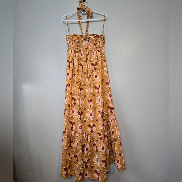 NWT Aerie Printed Halter Midi Dress Linen Size Large - Picture 6 of 7